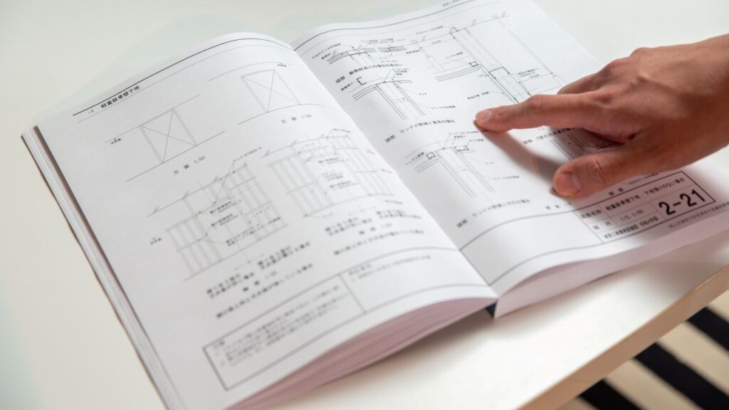 建築図面をまとめた図面製本の完成例
